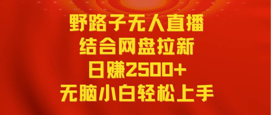 无人直播野路子结合网盘拉新，日赚2500+多平台变现，小白无脑轻松上手操作四海领钱-网创-知识付费-网创项目资源站-副业项目-创业项目-搞钱项目四海领钱