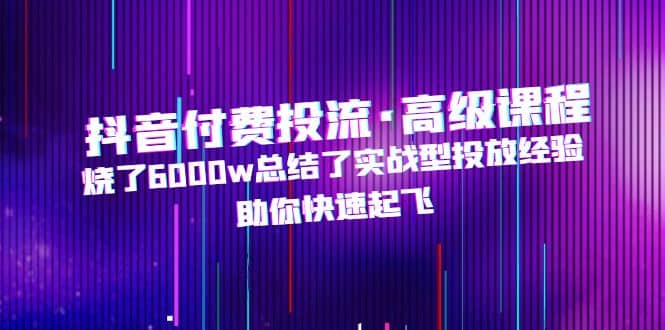 抖音付费投流·高级课程，烧了6000w总结了实战型投放经验，助你快速起飞四海领钱-网创-知识付费-网创项目资源站-副业项目-创业项目-搞钱项目四海领钱