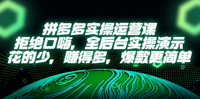 拼多多实操运营课：拒绝口嗨，全后台实操演示，花的少，赚得多，爆款更简单四海领钱-网创-知识付费-网创项目资源站-副业项目-创业项目-搞钱项目四海领钱