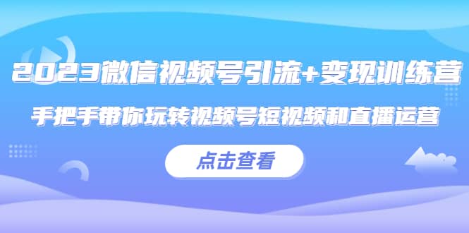 2023微信视频号引流+变现训练营：手把手带你玩转视频号短视频和直播运营四海领钱-网创-知识付费-网创项目资源站-副业项目-创业项目-搞钱项目四海领钱