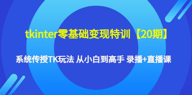 tkinter零基础变现特训【20期】系统传授TK玩法 从小白到高手 录播+直播课四海领钱-网创-知识付费-网创项目资源站-副业项目-创业项目-搞钱项目四海领钱