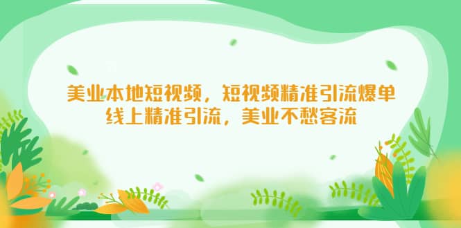 美业本地短视频，短视频精准引流爆单，线上精准引流，美业不愁客流四海领钱-网创-知识付费-网创项目资源站-副业项目-创业项目-搞钱项目四海领钱