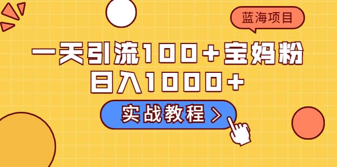 一天引流100+宝妈粉，日入1000+的蓝海项目（实战教程）四海领钱-网创-知识付费-网创项目资源站-副业项目-创业项目-搞钱项目四海领钱