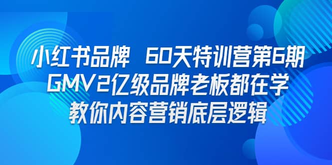 小红书品牌 60天特训营第6期 GMV2亿级品牌老板都在学 教你内容营销底层逻辑四海领钱-网创-知识付费-网创项目资源站-副业项目-创业项目-搞钱项目四海领钱