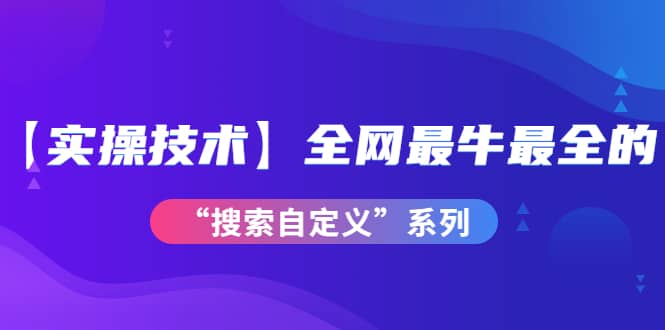 【实操技术】全网最牛最全的“搜索自定义”系列！价值698元四海领钱-网创-知识付费-网创项目资源站-副业项目-创业项目-搞钱项目四海领钱