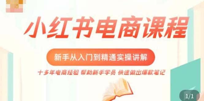 小红书电商新手入门到精通实操课，从入门到精通做爆款笔记，开店运营四海领钱-网创-知识付费-网创项目资源站-副业项目-创业项目-搞钱项目四海领钱