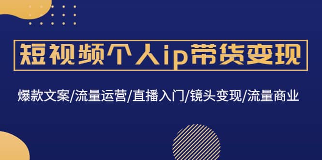短视频个人ip带货变现：爆款文案/流量运营/直播入门/镜头变现/流量商业四海领钱-网创-知识付费-网创项目资源站-副业项目-创业项目-搞钱项目四海领钱
