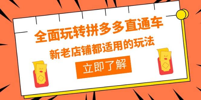 全面玩转拼多多直通车，新老店铺都适用的玩法（12节精华课）四海领钱-网创-知识付费-网创项目资源站-副业项目-创业项目-搞钱项目四海领钱