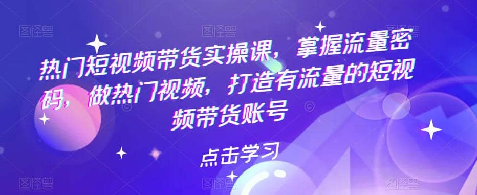 热门短视频带货实战 掌握流量密码 做热门视频 打造有流量的短视频带货账号四海领钱-网创-知识付费-网创项目资源站-副业项目-创业项目-搞钱项目四海领钱