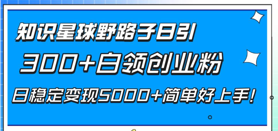 知识星球野路子日引300+白领创业粉，日稳定变现5000+简单好上手！四海领钱-网创-知识付费-网创项目资源站-副业项目-创业项目-搞钱项目四海领钱