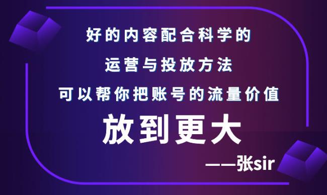 张sir账号流量增长课，告别海王流量，让你的流量更精准四海领钱-网创-知识付费-网创项目资源站-副业项目-创业项目-搞钱项目四海领钱