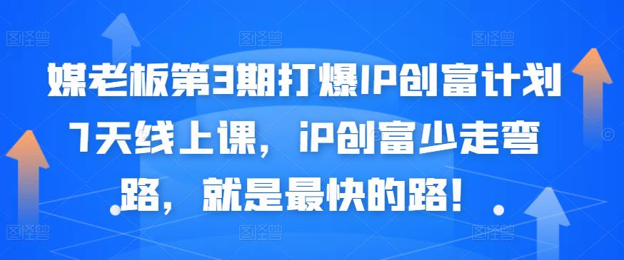 媒老板第3期打爆IP创富计划7天线上课，iP创富少走弯路，就是最快的路！四海领钱-网创-知识付费-网创项目资源站-副业项目-创业项目-搞钱项目四海领钱