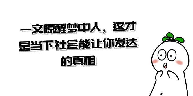 某公众号付费文章《一文 惊醒梦中人，这才是当下社会能让你发达的真相》四海领钱-网创-知识付费-网创项目资源站-副业项目-创业项目-搞钱项目四海领钱