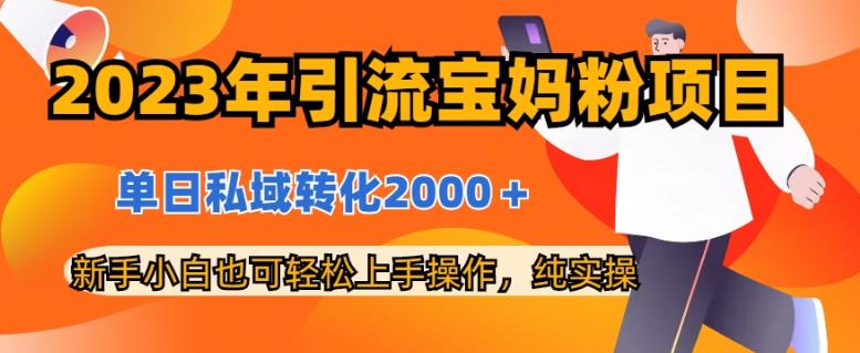 2023年引流宝妈粉项目，单日私域转化2000＋，新手小白也可轻松上手操作，纯实操四海领钱-网创-知识付费-网创项目资源站-副业项目-创业项目-搞钱项目四海领钱