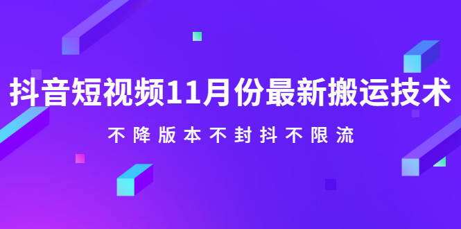 抖音短视频11月份最新搬运技术，不降版本不封抖不限流！【视频课程】四海领钱-网创-知识付费-网创项目资源站-副业项目-创业项目-搞钱项目四海领钱