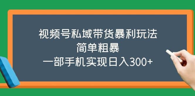 视频号私域带货暴利玩法，简单粗暴四海领钱-网创-知识付费-网创项目资源站-副业项目-创业项目-搞钱项目四海领钱