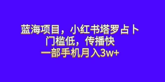蓝海项目，小红书塔罗占卜，门槛低，传播快，一部手机月入3w+四海领钱-网创-知识付费-网创项目资源站-副业项目-创业项目-搞钱项目四海领钱