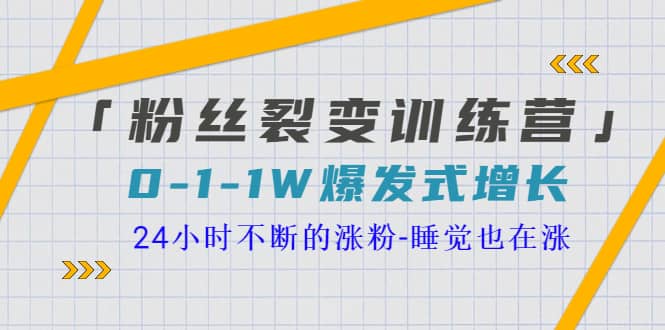 「粉丝裂变训练营」0-1-1w爆发式增长，24小时不断的涨粉-睡觉也在涨-16节课四海领钱-网创-知识付费-网创项目资源站-副业项目-创业项目-搞钱项目四海领钱