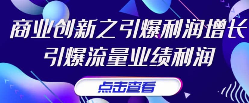 《商业创新之引爆利润增长》引爆流量业绩利润四海领钱-网创-知识付费-网创项目资源站-副业项目-创业项目-搞钱项目四海领钱