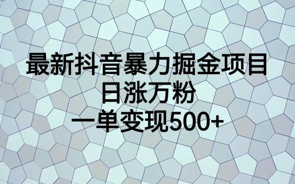 最火热的抖音暴力掘金项目，日涨万粉，多种变现方式，一单变现可达500+四海领钱-网创-知识付费-网创项目资源站-副业项目-创业项目-搞钱项目四海领钱