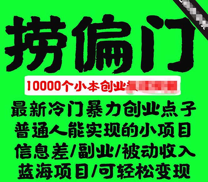 千款捞偏门小本创业小项目，总有一款适合你【无水印】四海领钱-网创-知识付费-网创项目资源站-副业项目-创业项目-搞钱项目四海领钱