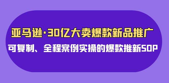 亚马逊30亿·大卖爆款新品推广，可复制、全程案例实操的爆款推新SOP四海领钱-网创-知识付费-网创项目资源站-副业项目-创业项目-搞钱项目四海领钱