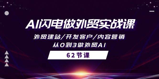 AI闪电做外贸实战课，外贸建站/开发客户/内容营销/从0到3做外贸AI-62节四海领钱-网创-知识付费-网创项目资源站-副业项目-创业项目-搞钱项目四海领钱