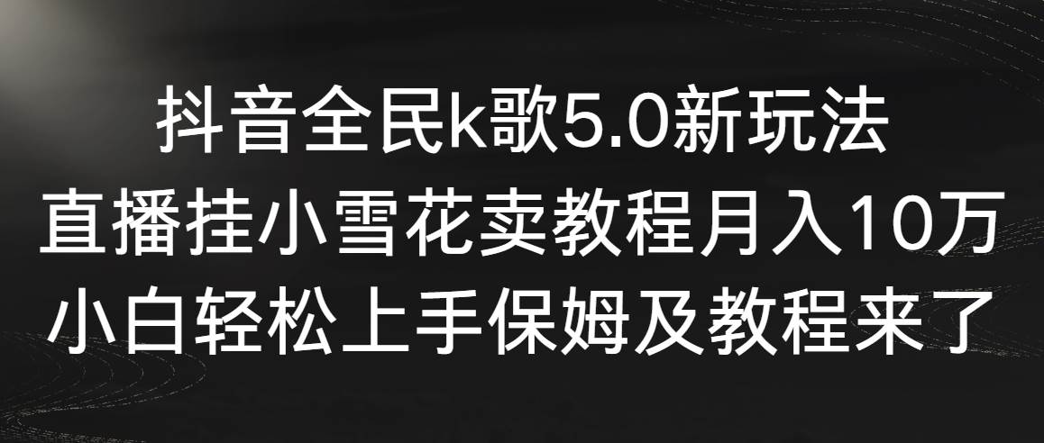 抖音全民k歌5.0新玩法，直播挂小雪花卖教程月入10万，小白轻松上手，保…四海领钱-网创-知识付费-网创项目资源站-副业项目-创业项目-搞钱项目四海领钱