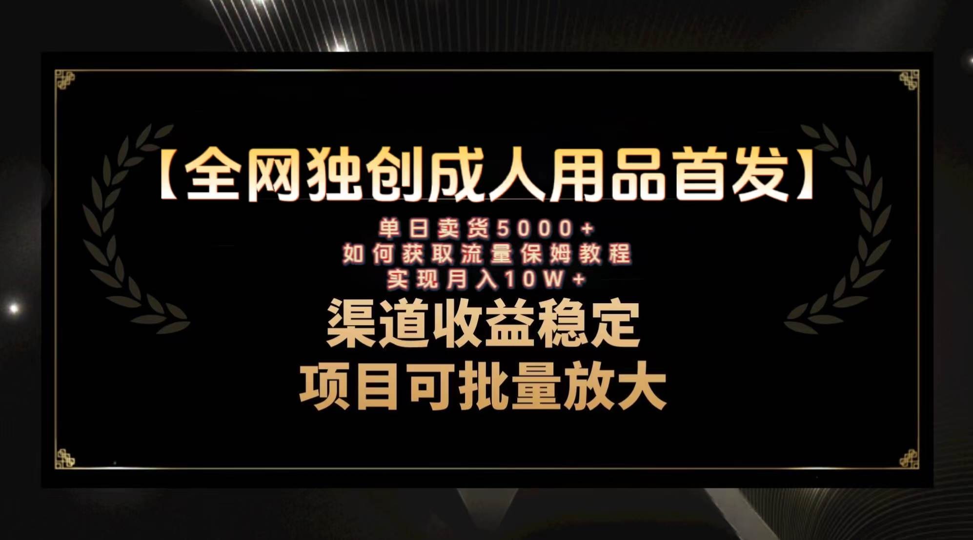 最新全网独创首发，成人用品赛道引流获客，月入10w保姆级教程四海领钱-网创-知识付费-网创项目资源站-副业项目-创业项目-搞钱项目四海领钱