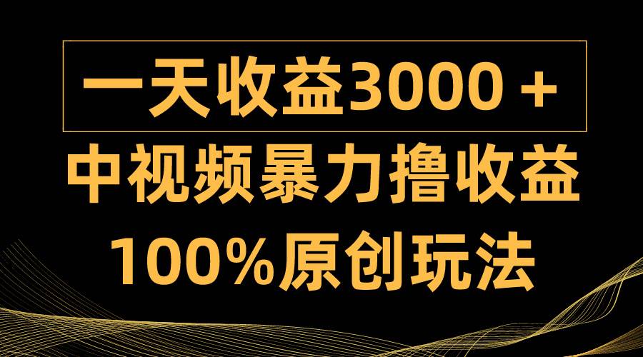 中视频暴力撸收益，日入3000＋，100%原创玩法，小白轻松上手多种变现方式四海领钱-网创-知识付费-网创项目资源站-副业项目-创业项目-搞钱项目四海领钱