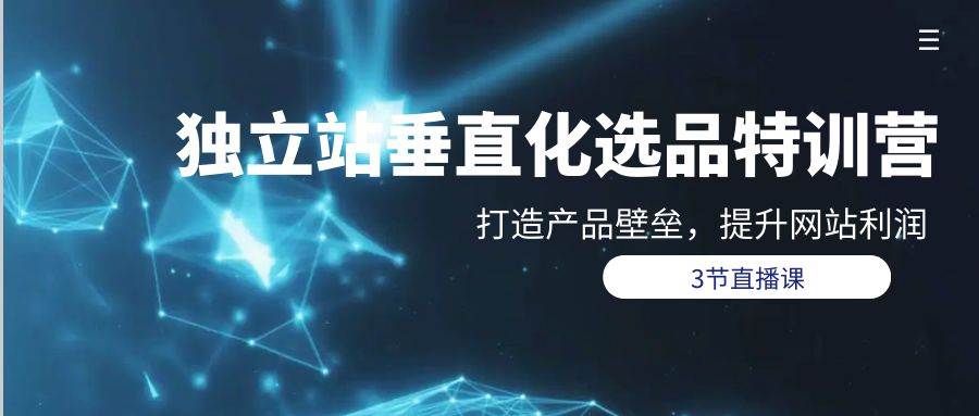 独立站-垂直化选品训练营，打造产品壁垒，提升网站利润（3节直播课）四海领钱-网创-知识付费-网创项目资源站-副业项目-创业项目-搞钱项目四海领钱