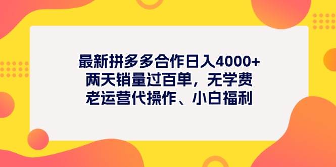最新拼多多项目日入4000+两天销量过百单，无学费、老运营代操作、小白福利四海领钱-网创-知识付费-网创项目资源站-副业项目-创业项目-搞钱项目四海领钱