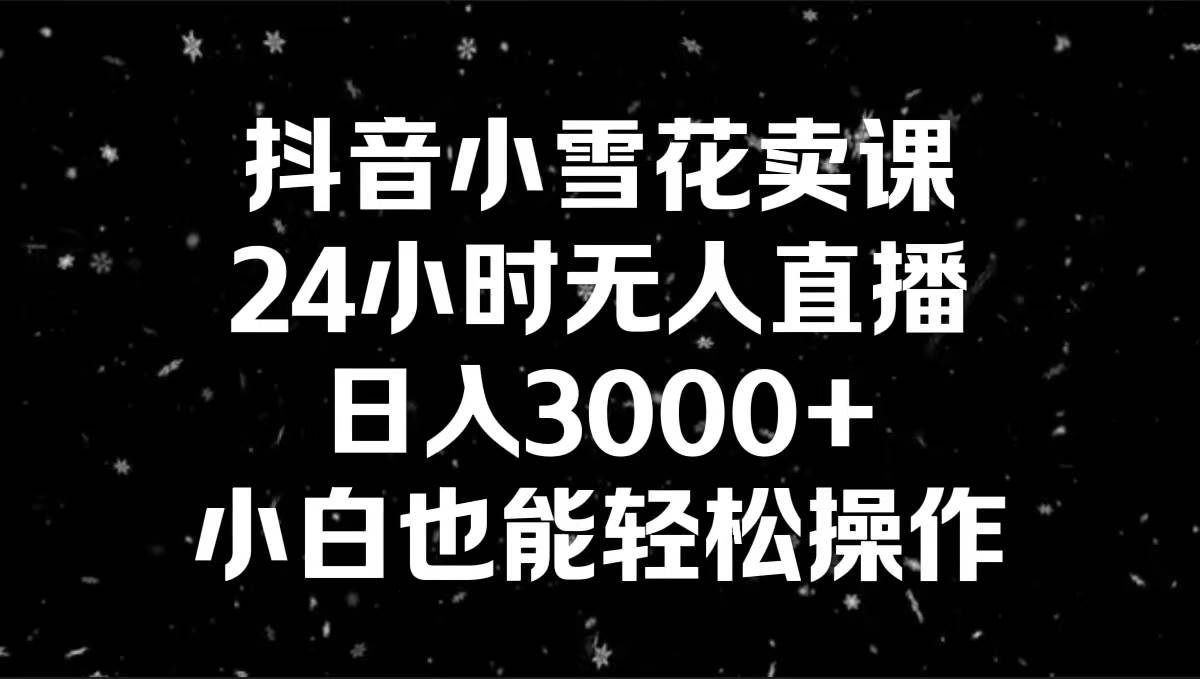 抖音小雪花卖课，24小时无人直播，日入3000+，小白也能轻松操作四海领钱-网创-知识付费-网创项目资源站-副业项目-创业项目-搞钱项目四海领钱