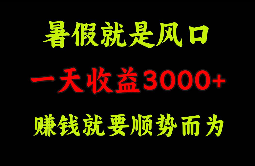 一天收益3000+ 赚钱就是顺势而为，暑假就是风口四海领钱-网创-知识付费-网创项目资源站-副业项目-创业项目-搞钱项目四海领钱