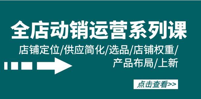 全店·动销运营系列课：店铺定位/供应简化/选品/店铺权重/产品布局/上新四海领钱-网创-知识付费-网创项目资源站-副业项目-创业项目-搞钱项目四海领钱