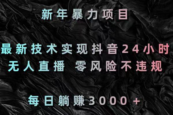 新年暴力项目，最新技术实现抖音24小时无人直播 零风险不违规 每日躺赚3000四海领钱-网创-知识付费-网创项目资源站-副业项目-创业项目-搞钱项目四海领钱