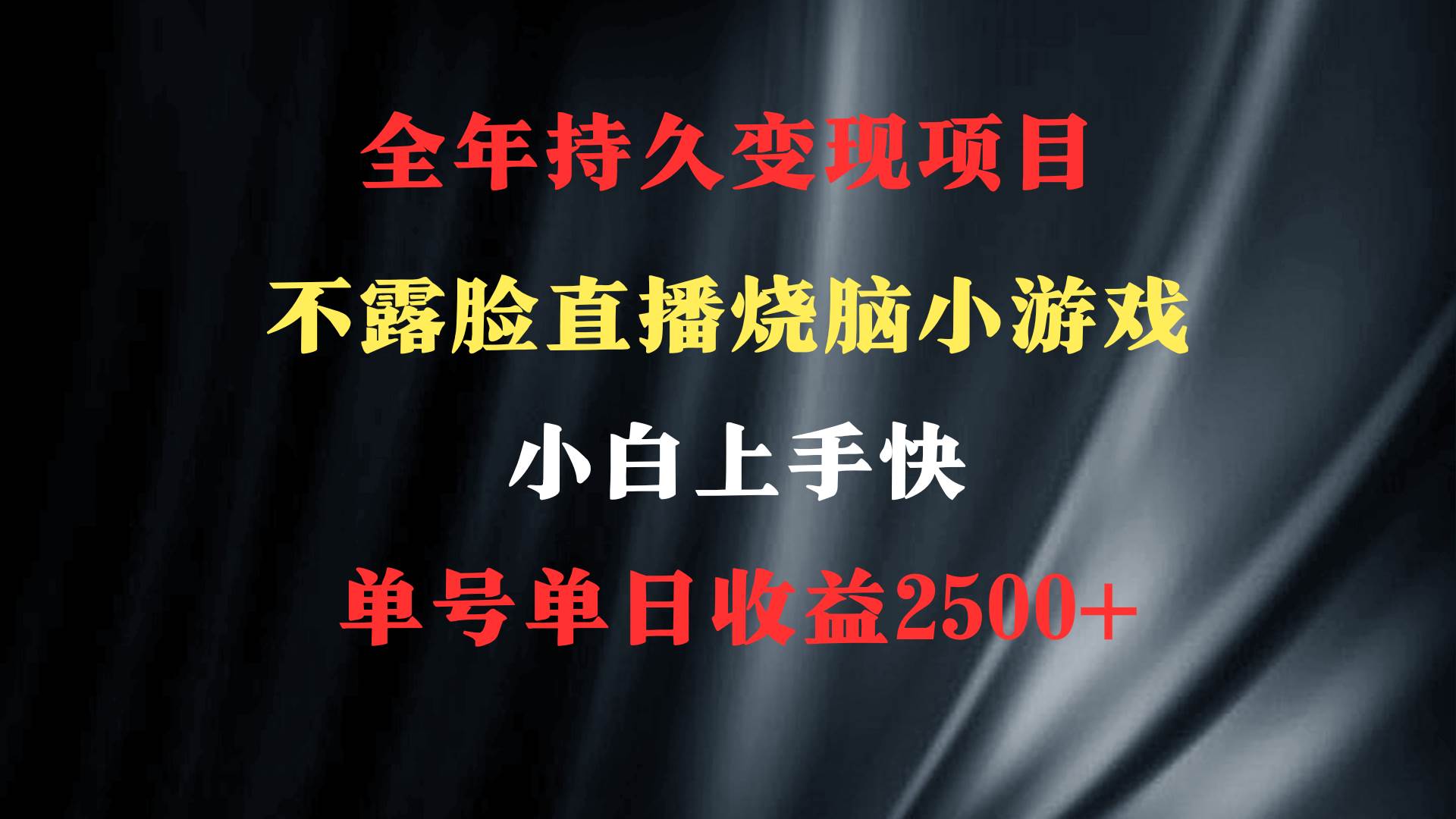 2024年 最优项目，烧脑小游戏不露脸直播  小白上手快 无门槛 一天收益2500+四海领钱-网创-知识付费-网创项目资源站-副业项目-创业项目-搞钱项目四海领钱