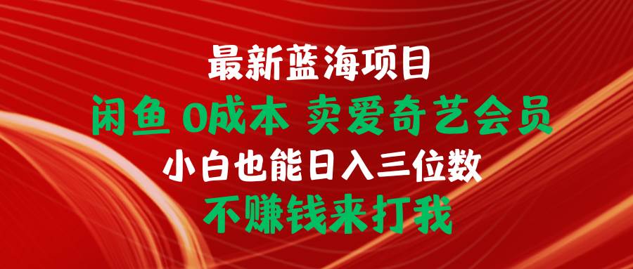 最新蓝海项目 闲鱼0成本 卖爱奇艺会员 小白也能入三位数 不赚钱来打我四海领钱-网创-知识付费-网创项目资源站-副业项目-创业项目-搞钱项目四海领钱