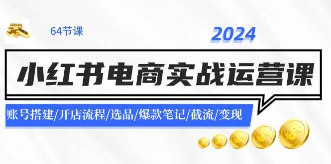 2024小红书电商实战运营课：账号搭建/开店流程/选品/爆款笔记/截流/变现四海领钱-网创-知识付费-网创项目资源站-副业项目-创业项目-搞钱项目四海领钱