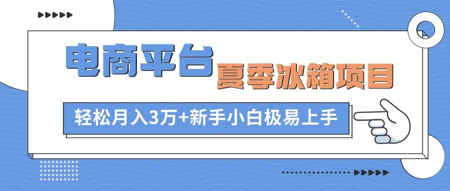 电商平台夏季冰箱项目，轻松月入3万+，新手小白极易上手四海领钱-网创-知识付费-网创项目资源站-副业项目-创业项目-搞钱项目四海领钱