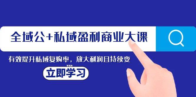 全域公+私域盈利商业大课，有效提升私域复购率，放大利润且持续变现四海领钱-网创-知识付费-网创项目资源站-副业项目-创业项目-搞钱项目四海领钱