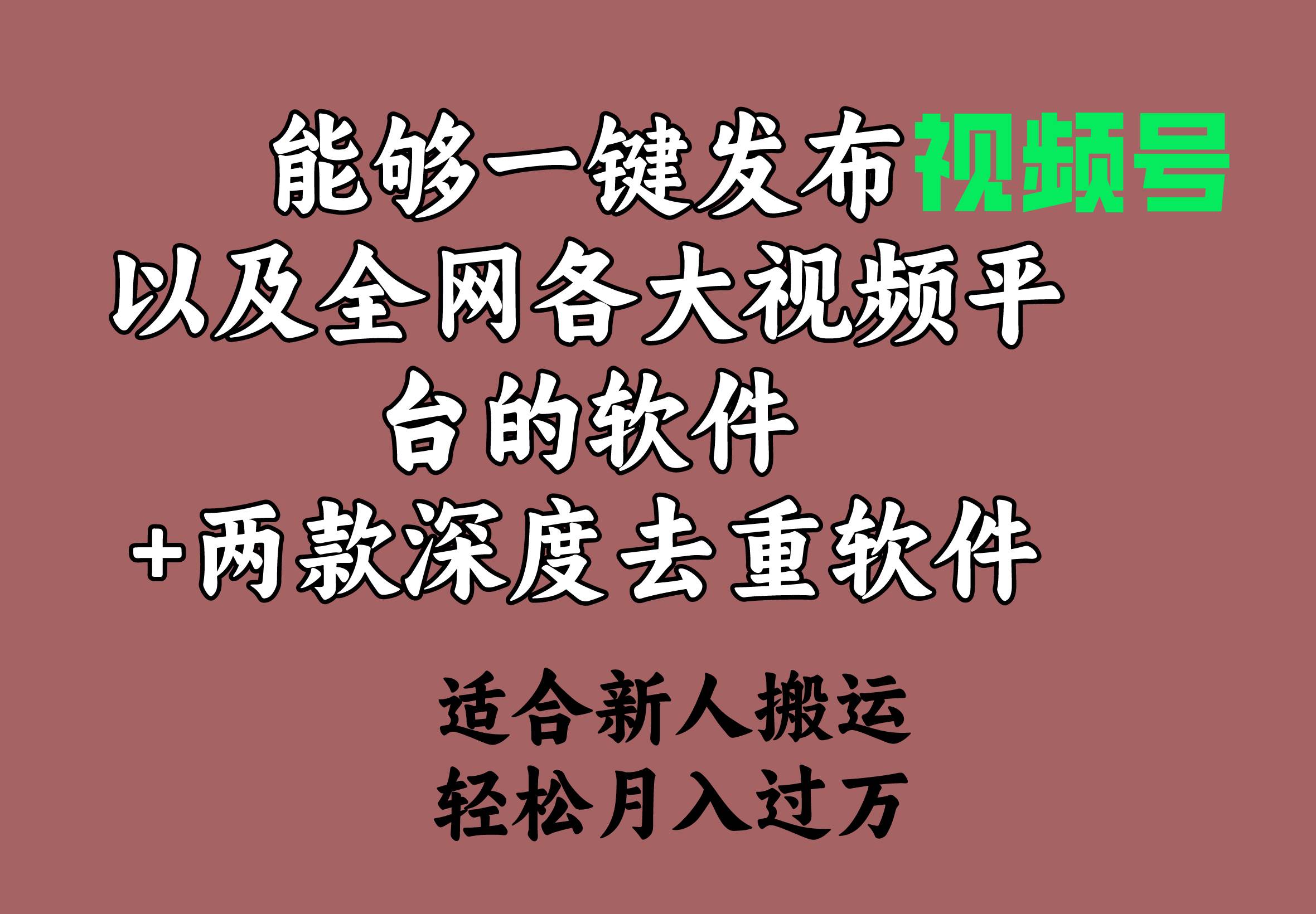 能够一键发布视频号以及全网各大视频平台的软件+两款深度去重软件 适合…四海领钱-网创-知识付费-网创项目资源站-副业项目-创业项目-搞钱项目四海领钱