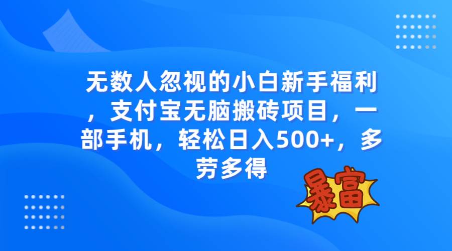 无数人忽视的项目，支付宝无脑搬砖项目，一部手机即可操作，轻松日入500+四海领钱-网创-知识付费-网创项目资源站-副业项目-创业项目-搞钱项目四海领钱