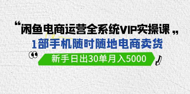 闲鱼电商运营全系统VIP实战课，1部手机随时随地卖货，新手日出30单月入5000四海领钱-网创-知识付费-网创项目资源站-副业项目-创业项目-搞钱项目四海领钱