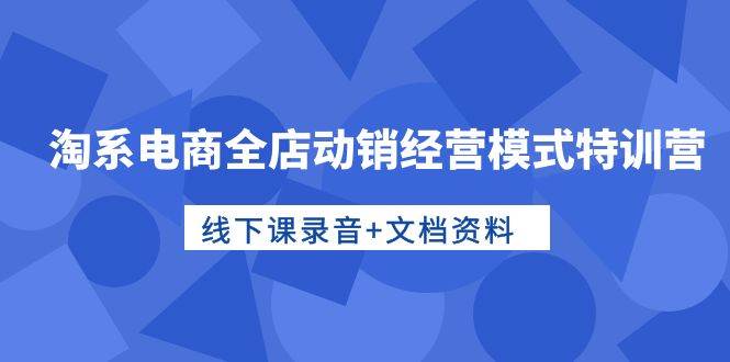 淘系电商全店动销经营模式特训营，线下课录音+文档资料四海领钱-网创-知识付费-网创项目资源站-副业项目-创业项目-搞钱项目四海领钱