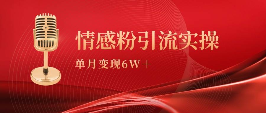 单月变现6w+，情感粉引流变现实操课四海领钱-网创-知识付费-网创项目资源站-副业项目-创业项目-搞钱项目四海领钱