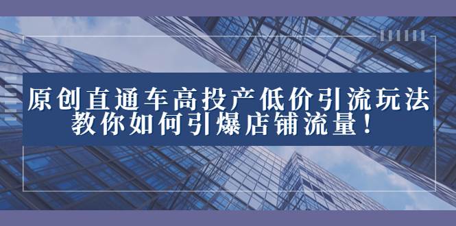 2023直通车高投产低价引流玩法，教你如何引爆店铺流量！四海领钱-网创-知识付费-网创项目资源站-副业项目-创业项目-搞钱项目四海领钱