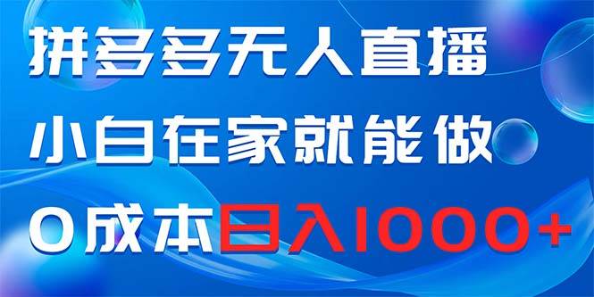 拼多多无人直播，小白在家就能做，0成本日入1000+四海领钱-网创-知识付费-网创项目资源站-副业项目-创业项目-搞钱项目四海领钱