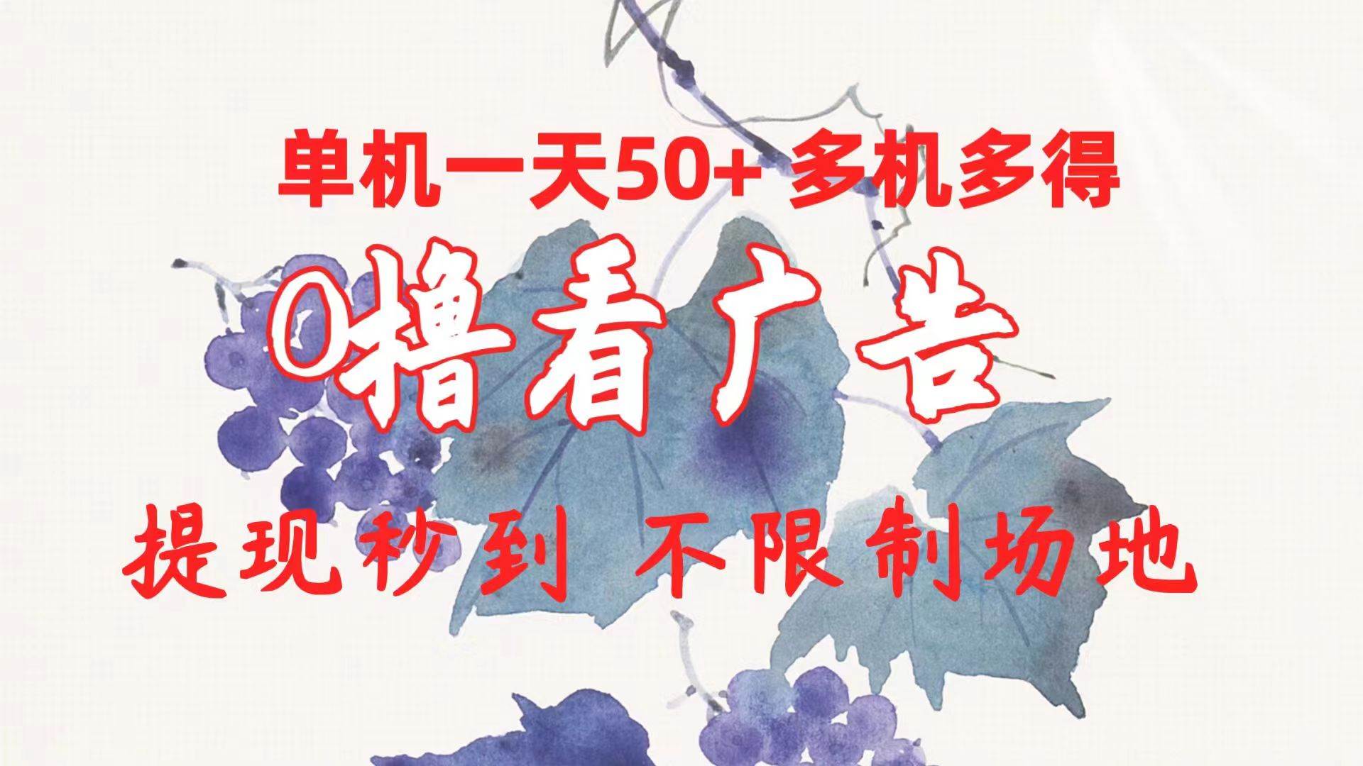 0撸看广告 单机一天50+多机多得 提现秒到 不限制场地操作四海领钱-网创-知识付费-网创项目资源站-副业项目-创业项目-搞钱项目四海领钱