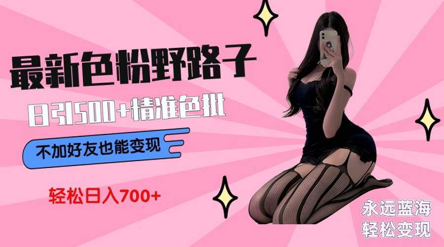 最新色粉变现野路子，日引500+老色批 可不加好友直接变现 小白轻松日入700+四海领钱-网创-知识付费-网创项目资源站-副业项目-创业项目-搞钱项目四海领钱